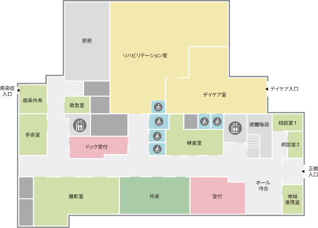 1階には受付、外来などがありあます